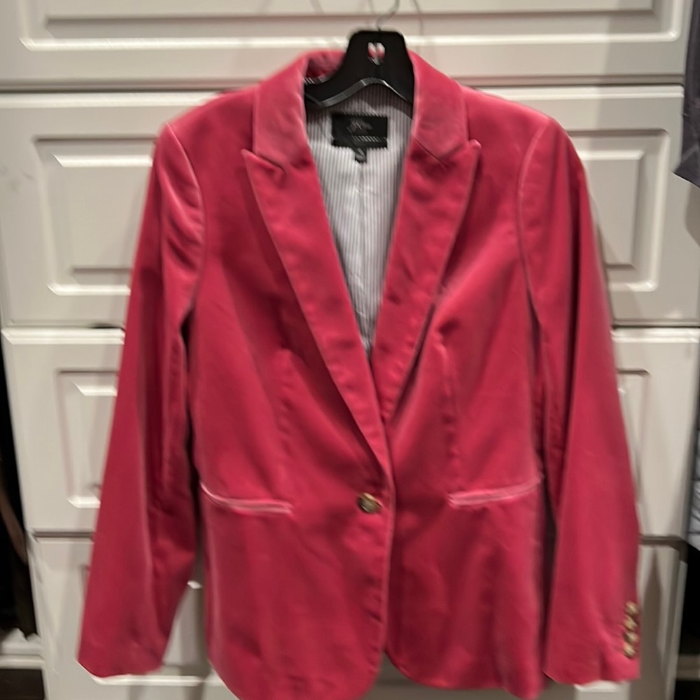 Jcrew velvet one button blazer with striped linen. Size 6